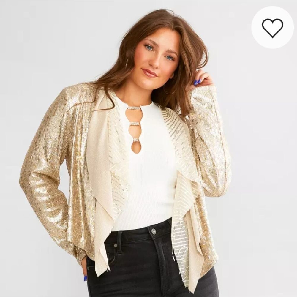 NWOT Miss Me Sequin Open Front Cropped Jacket Size: XL
